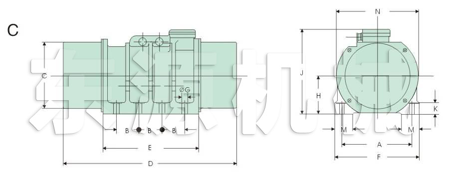 XV系列振動(dòng)電機(jī)外形及安裝尺寸C